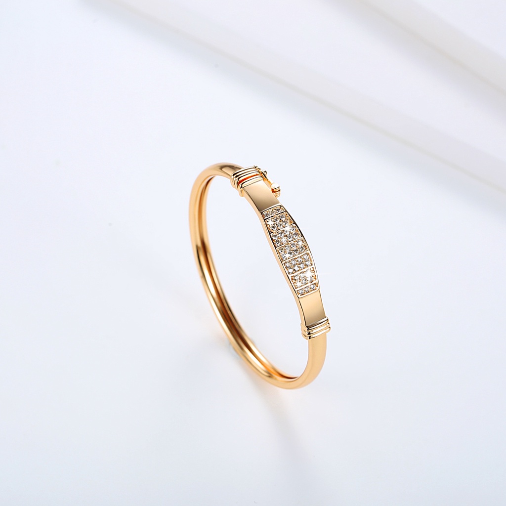 Y073 Gelang Tangan Wanita Lapis Emas Dengan Hiasan Berlian Aksesoris Perhiasan Fashion Gelang Titanium Anti Karat Korean Style