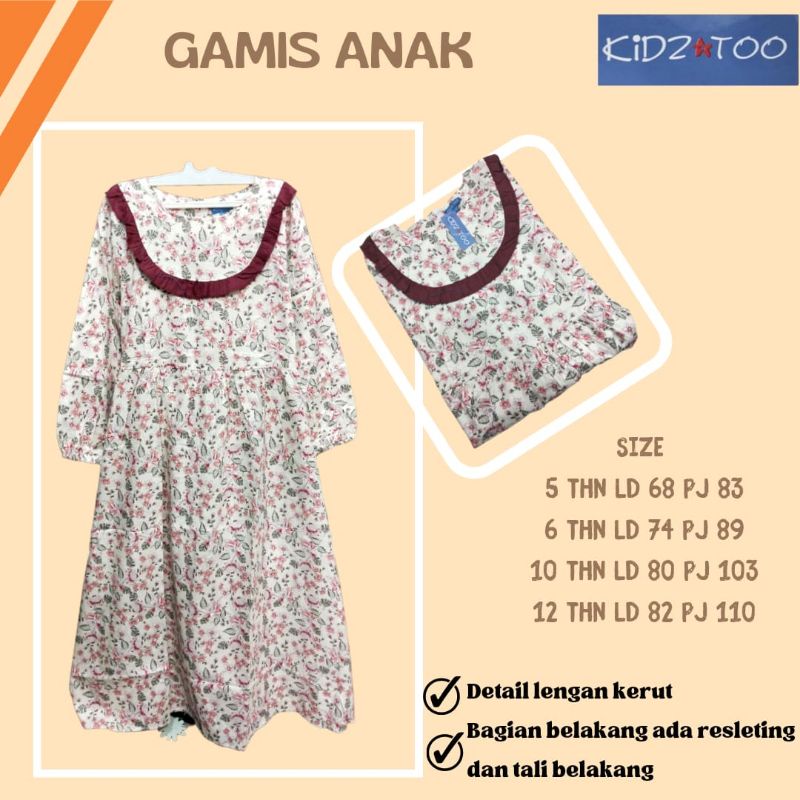 COD | GAMIS ANAK ORI KIDZTOO BRANDED BRAND MATAHARI ORI MURAH BAHAN ADEM BAJU LEBARAN KONDANGAN PEST