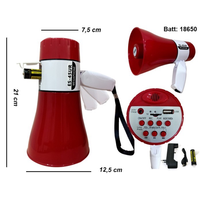 POWER MEGAPHONE EALSEM ES-45UR ORI TOA SPEAKER MEGAPHONE