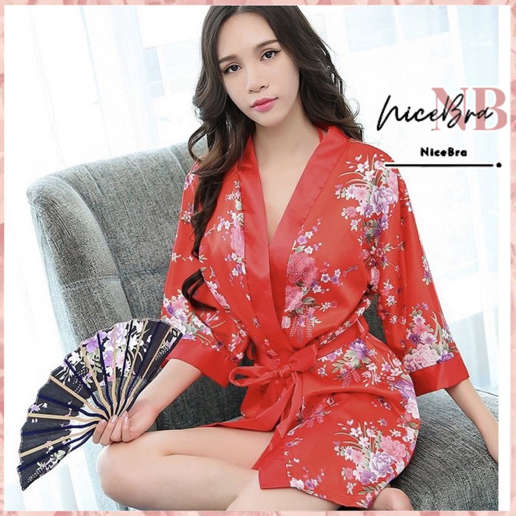 Nicebra Lingerie Set Bunga Kimono Baju Tidur Kostum Jubah Jepang Terbaru 3044