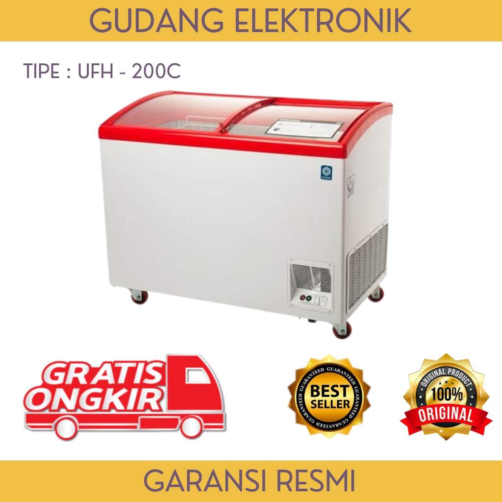 FREEZER BOX SLIDING MASPION 200 LITER - UFH 200C - SLIDING KACA - FREE ONGKIR SERANG KOTA