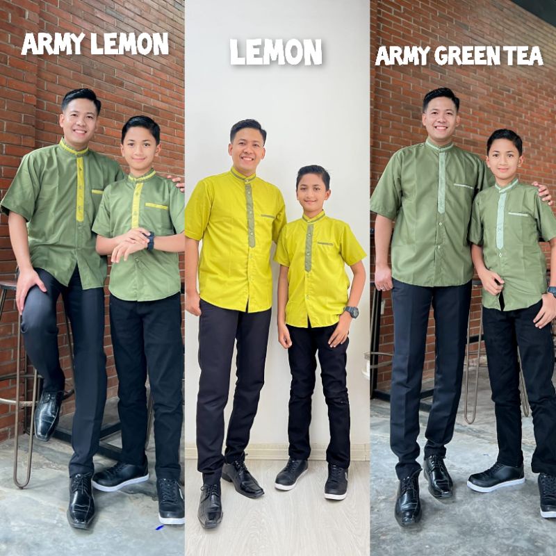 Koko Couple ayah dan anak warna army dan lemon