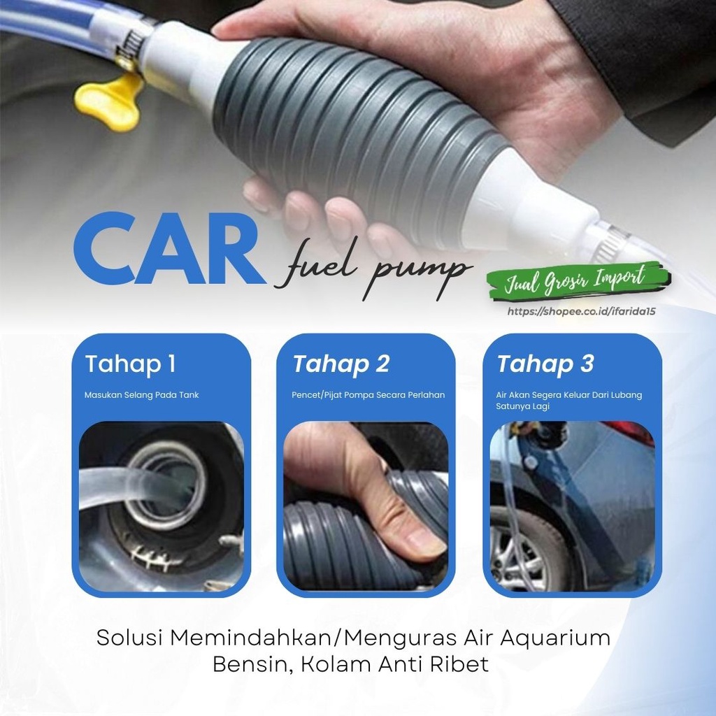 Hand Siphon Pump Alat Pompa Bensin Air Minyak Manual Pemindah Cairan