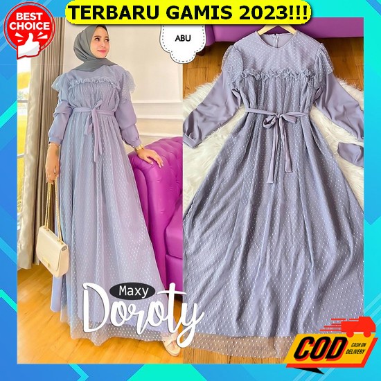 Gamis Brukat Lebaran 2022 Model Gamis Terbaru Remaja Mewah Broken White Model Bukaan Belah Depan Gam