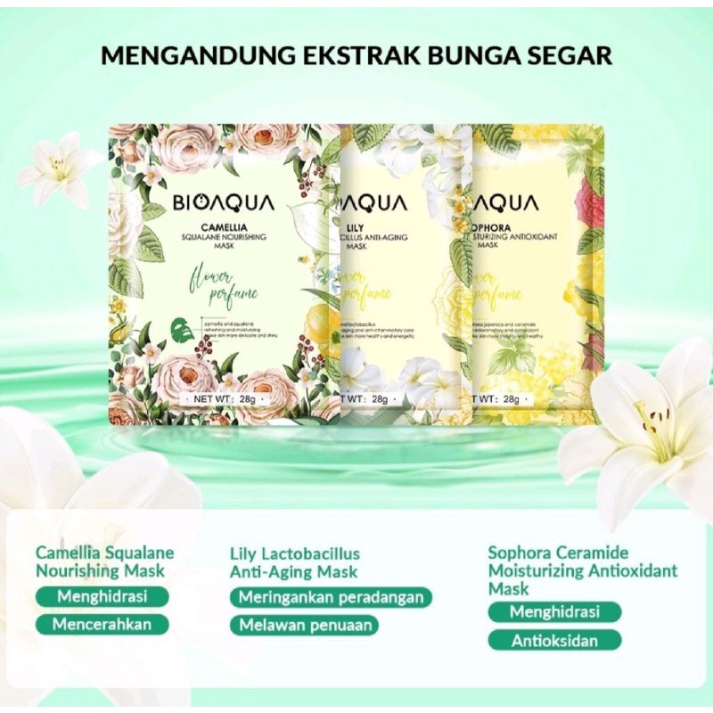 BIOAQUA SHEET MASK / SHEET MASK BIOAQUA FLOWER SERIES SHEET MASK BUNGA