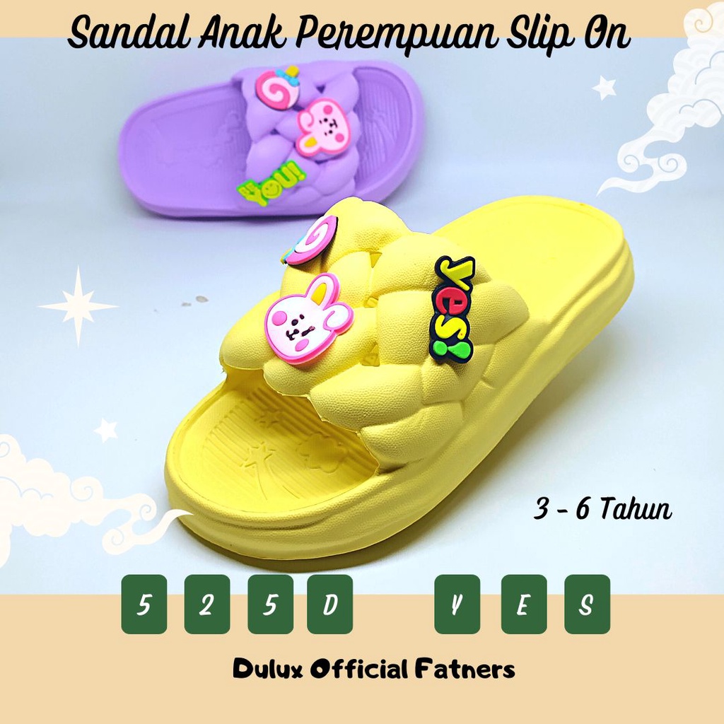 MD79 - Sendal Anak Perempuan Terbaru 2023 Slip On Usia 3 6 Tahun Jelly