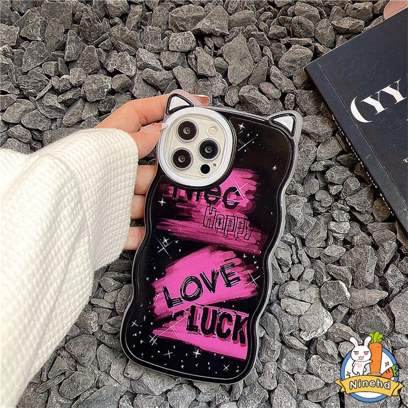 IPHONE Casing Kompatibel Untuk Iphone14 13 12 11 Pro Max X Xr Xs Max8 7 6 6s Plus SE Keren Lukisan Graffiti Telinga Kucing Shockproof Phone Case Silikon Anti-drop Soft Case Cover Pelindung