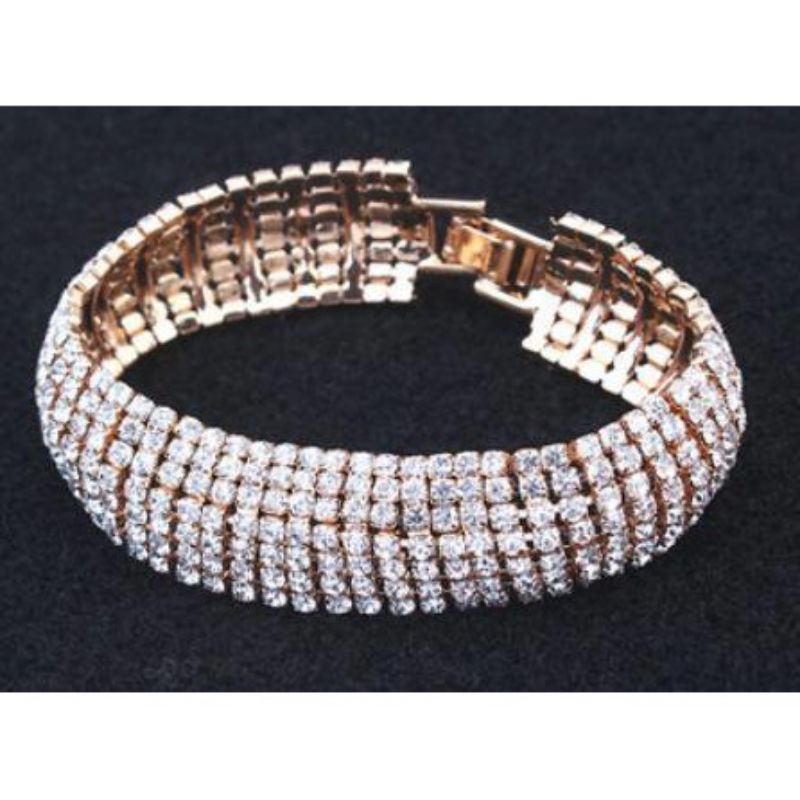 Medan Termurah kd05 Gelang Wanita Gaya Roman Lapisan Perak Bahan Emas Hiasan Rhinestone