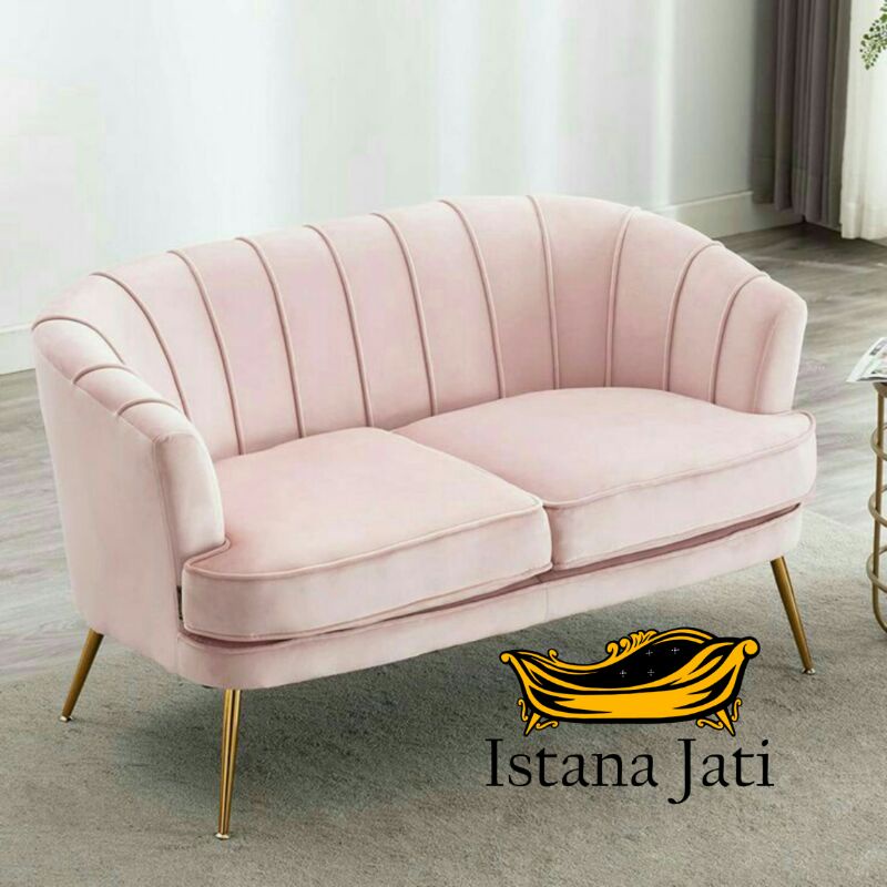 kursi sofa salur pink/kursi sofa tamu minimalis/kursi sofa kerang minimalis/kursi sofa chesterfield