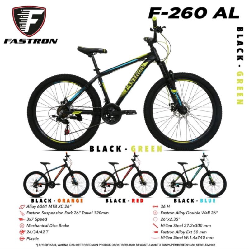 Sepeda Gunung MTB 26 Fastron by PACIFIC F 260 DAL VT Alloy 21 Speed aluminium