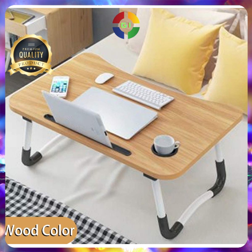 Meja Laptop Lipat Foldable Notebook Desk Table Brown