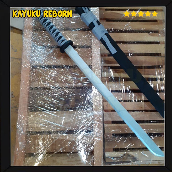 mainan pedang kayu katana bokken 81cm plus sarung bilah silver asli 1