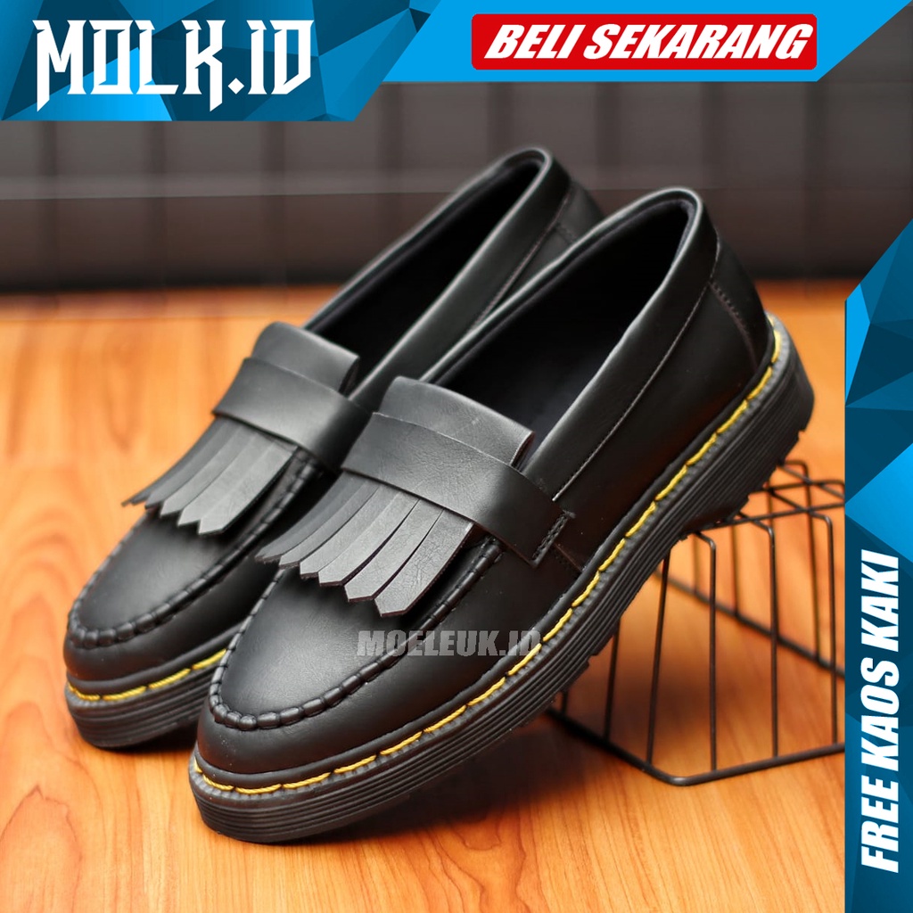 MOLK Sepatu Penny Loafer kulit hitam pria original