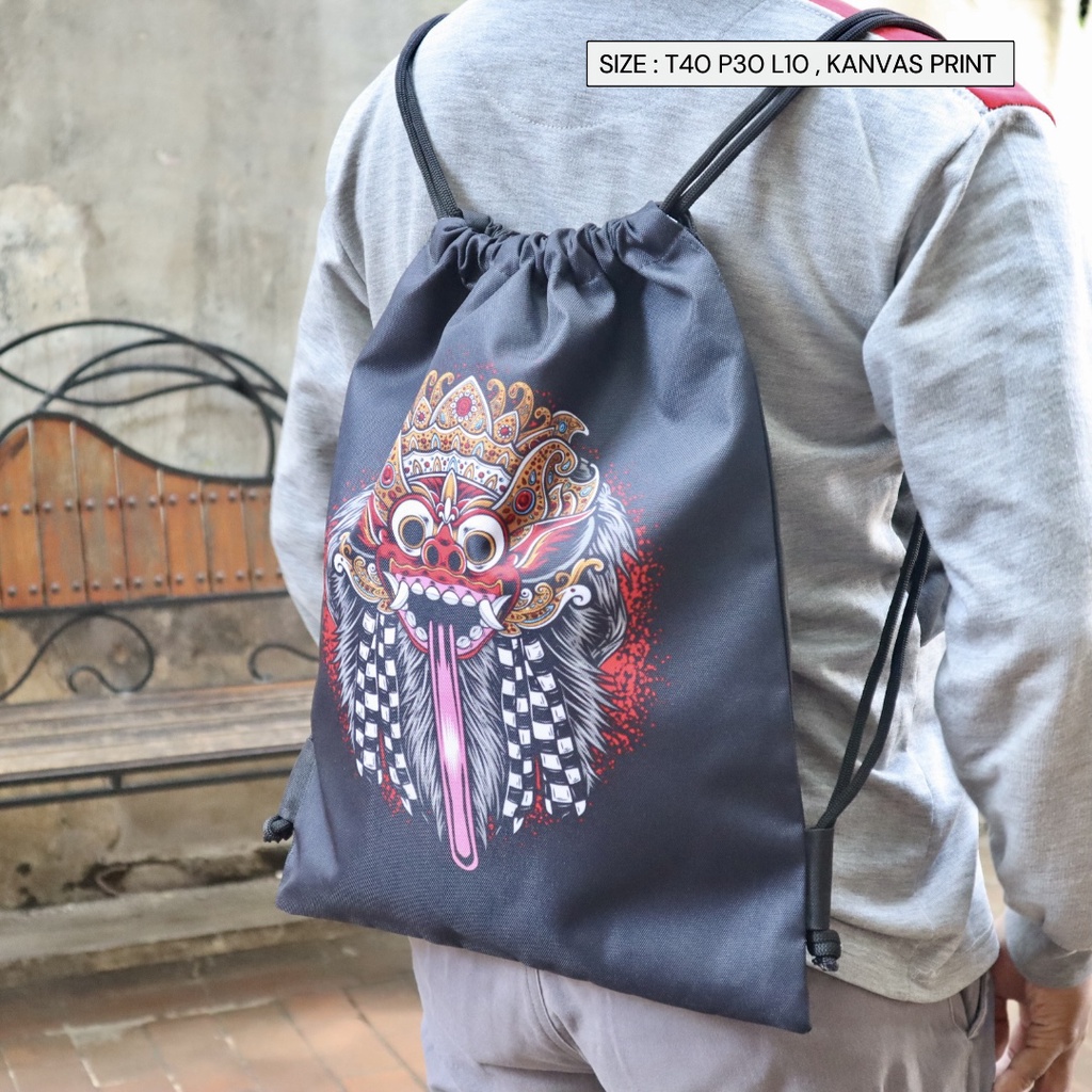 (BISA COD) TAS SERUT Tas Kanvas Print Karakter Wanita PRIA tas olahraga futsal bahan kanvas stringbag / gymsack