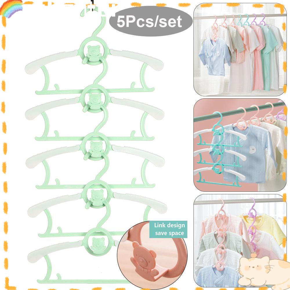 Solighter 5Pcs/set Gantungan Baju Anak Bermanfaat Rak Penyimpanan Lemari Multi Fungsi Rak Yang Dapat Disesuaikan