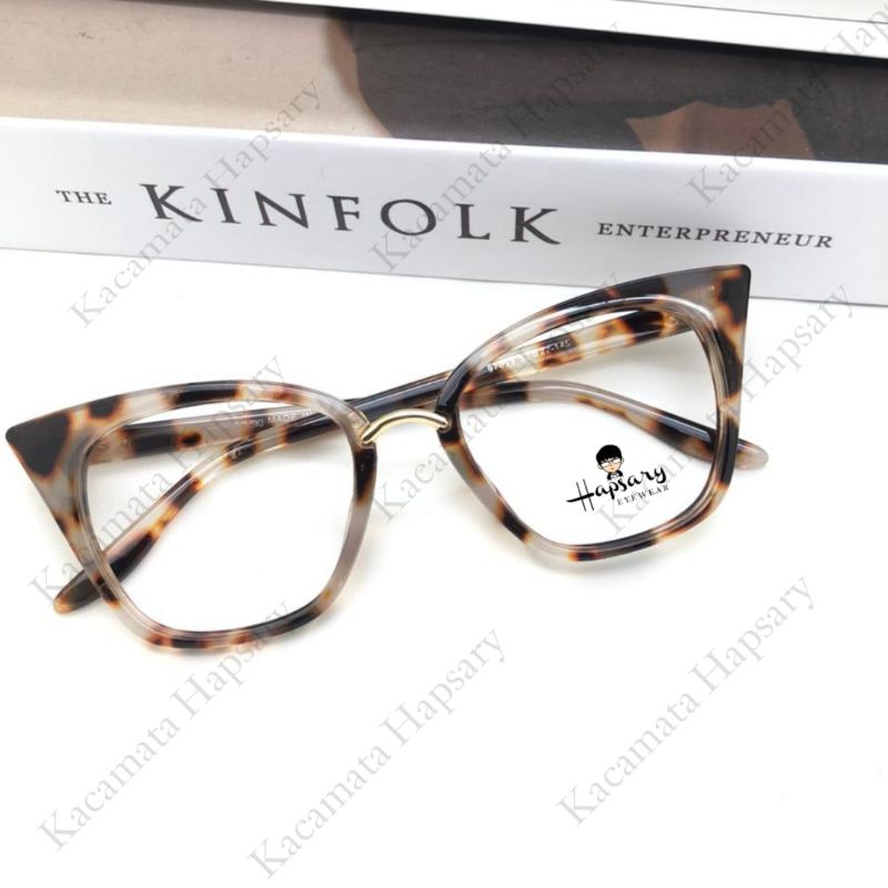 Frame Kacamata Wanita Cat eye 97093 Antiradiasi | Bisa Request Minus Cylinder dan Plus | Anti UV Photocromic dan Bluecromic