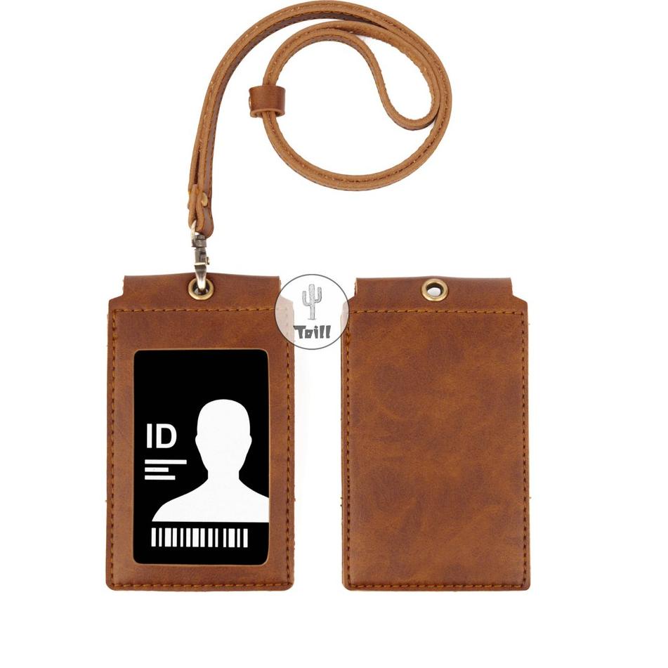 

Terbaru! Id Card Front Coklat Nametag Pria Wanita Souvenir Kantor Card Holder Name Tag Holder Pu Leather