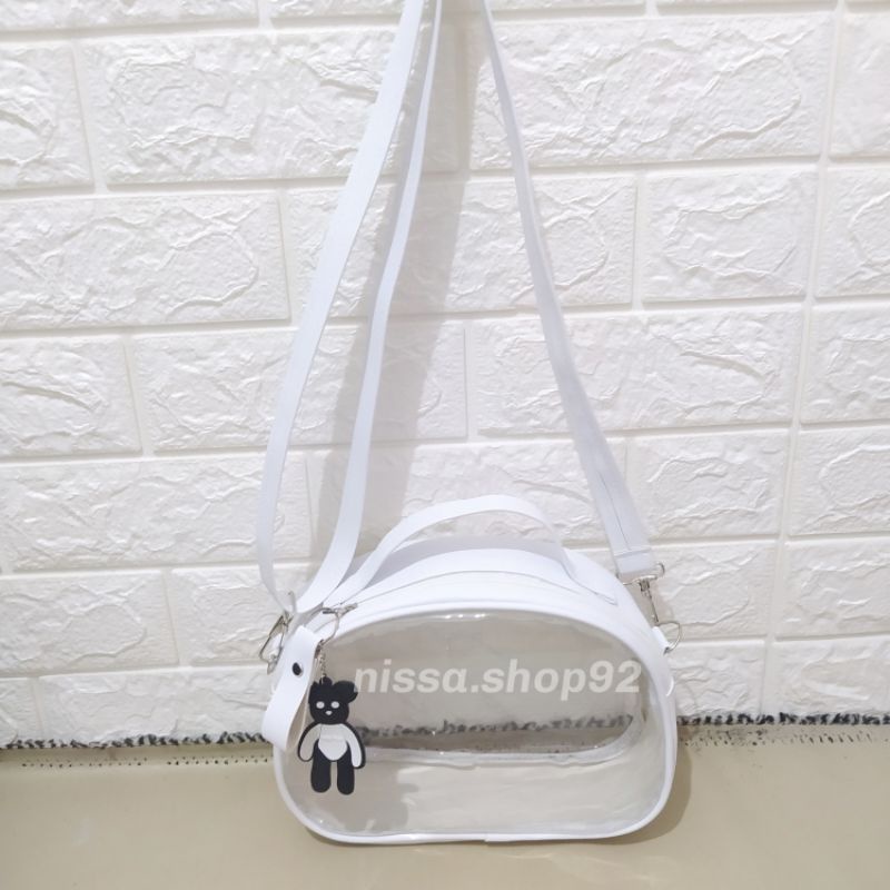 Tas Selempang Transparan / Tas mika pvc anisa (free gantungan) / Tas kosmetik Terbaru