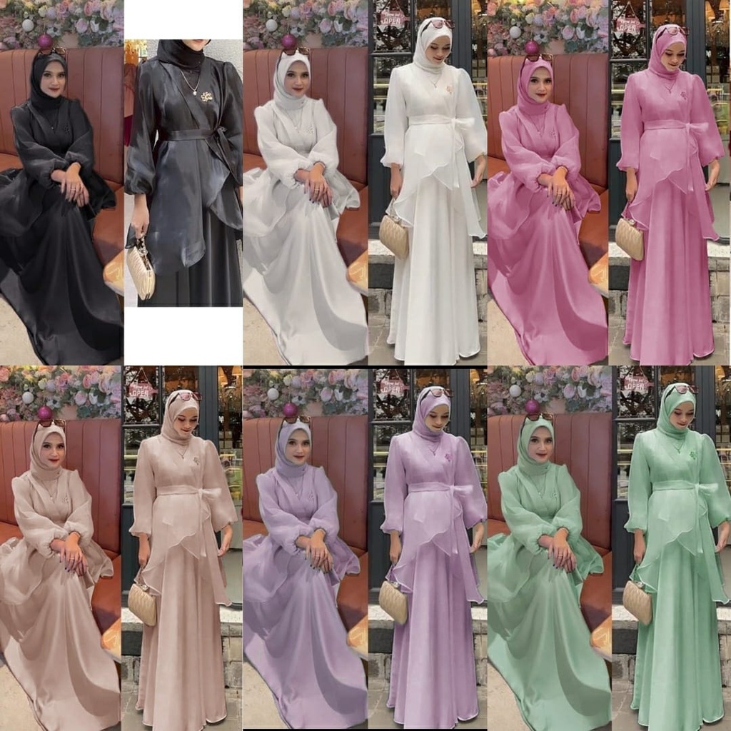 4 UKURAN M L XL XXL MAXY ORGANZA FASHION PAKAIAN WANITA DRESS GAMIS MAXI BAHAN VELVET EDHM