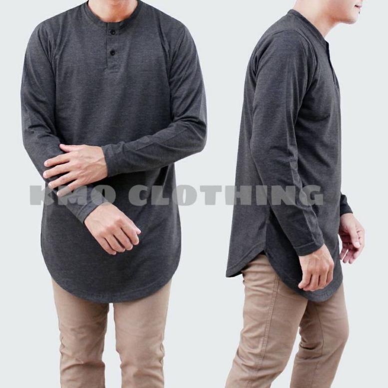 {CA.09Ja23ᶻ} Kaos Kurta Lengan Panjang / Kaos Longline / Kaos Pria Lengan Panjang / Baju Kaos Pakaia