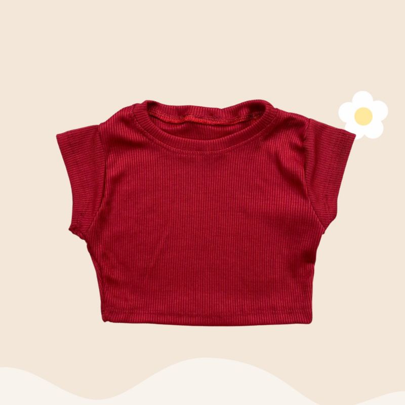 Baju Atasan Anak Perempuan CROP RUFFLE Knit Tee | Baju Pakaian Anak Perempuan Crop Bahan Knit Rib Premium | Baju Anak Cewek