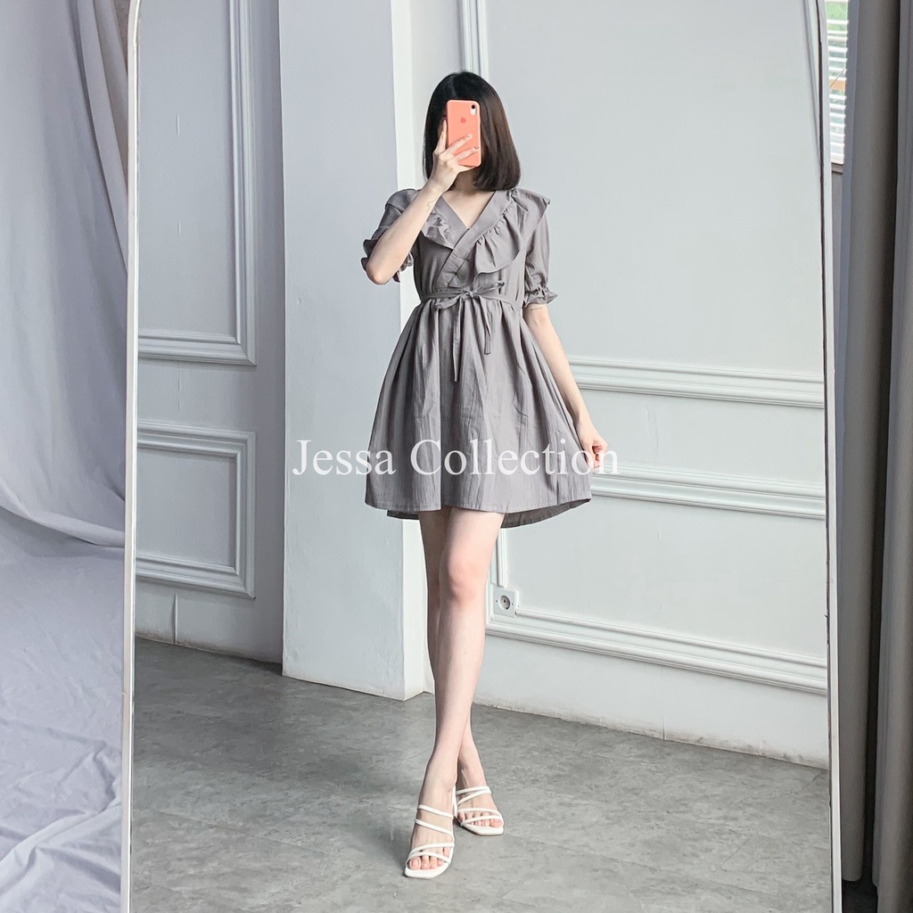Premium Bysida Ruffle Dress TH 685 LINEN CRINKLE