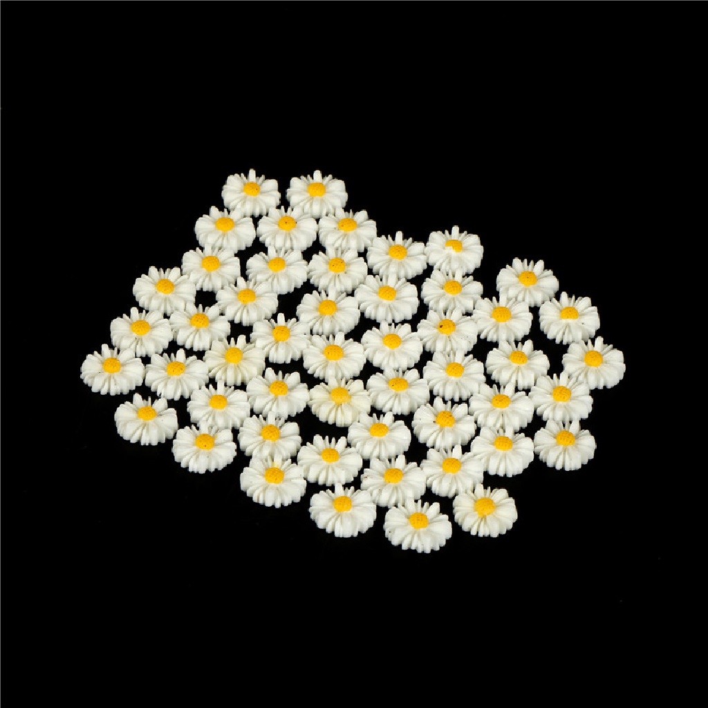 [BFID] 50pcs Putih daisy Bunga resin flatback cabochon DIY Perhiasan Dekorasi  [ID] Baju Kaos Distro Pria Wanita Lengan Panjang [ID]