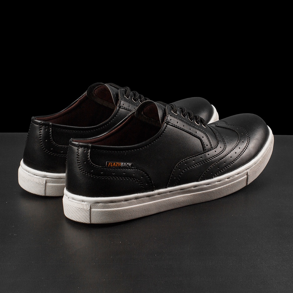 BERRY BLACK |ManNeedMe x FLAZHBACK| Sepatu Sneakers Pria Casual Shoes DIJAHIT ORIGINAL