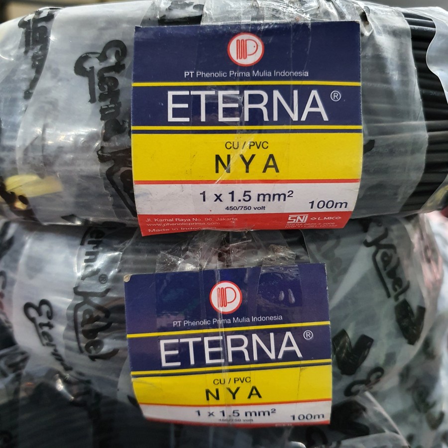 Kabel Eterna NYA 1x1.5 1x1,5 mm 100M Per Roll 1 Tembaga Tunggal