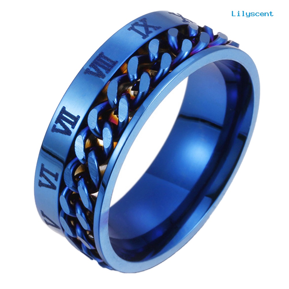 [LS] Unisex Fashion Baja Titanium Angka Romawi Twist Rantai Cincin Hadiah Perhiasan Pesta