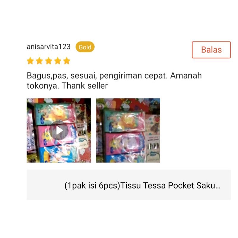 (6 Pack isi 10 Sheet)Tissue Tessa Facial 3 Ply Pocket Saku 1000an Wajah Lembut Handkerchief Tebal Murah Grosir