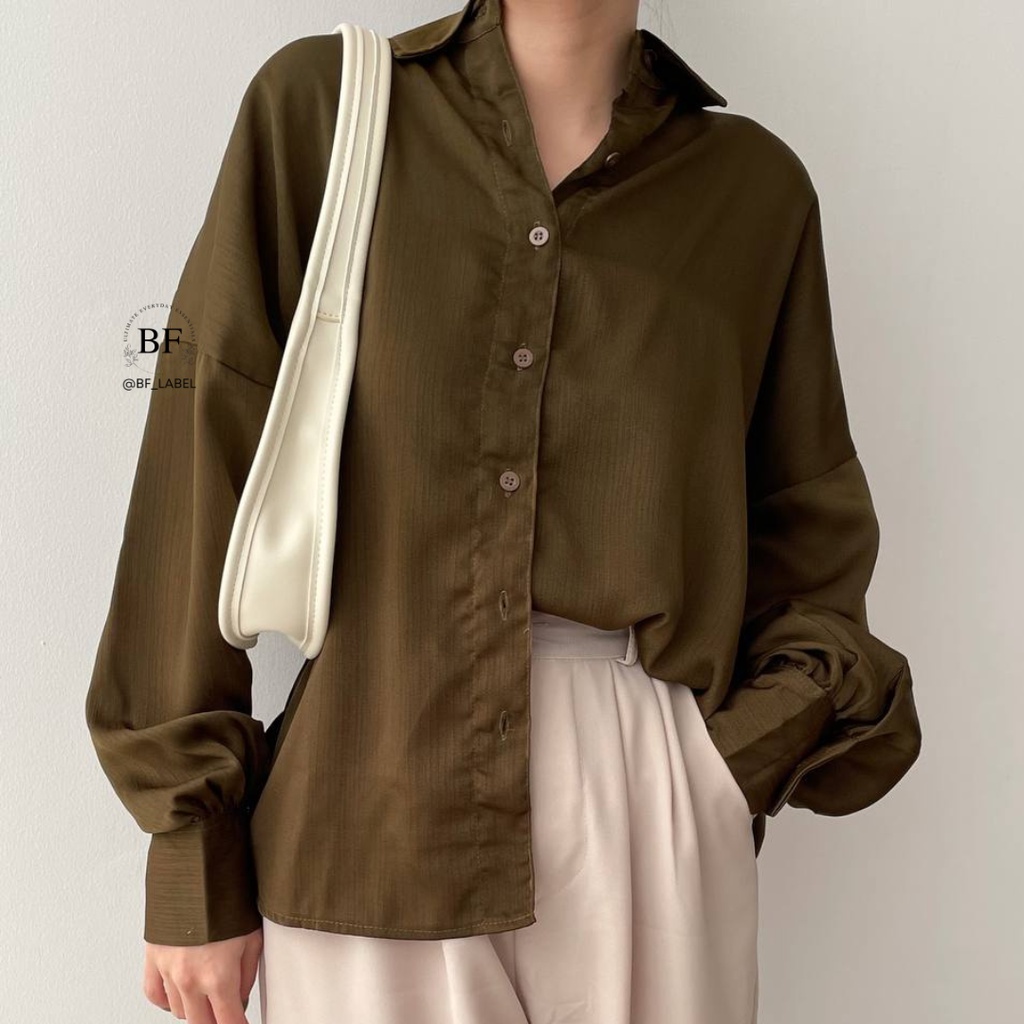 SHINE TOP 2110 | Kemeja Premium Wanita | Kemeja Korean Style | Kemeja Crinkle Silk by@bf_label