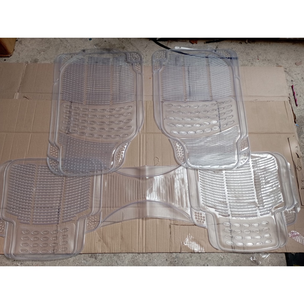 karpet mobil smoke hitam transparan clear/ karpet karet mobil 2 baris Continental smoke clear 3 Pcs 2 Baris / karpet karet universal mobil / karpet mobil