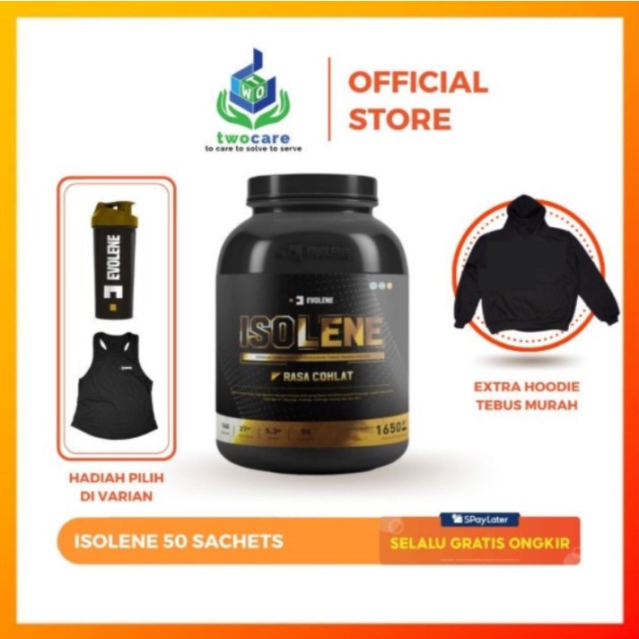 Evolene Isolene Isolate  Whey Isolate coklat 50 Sachet Coklat BPOM