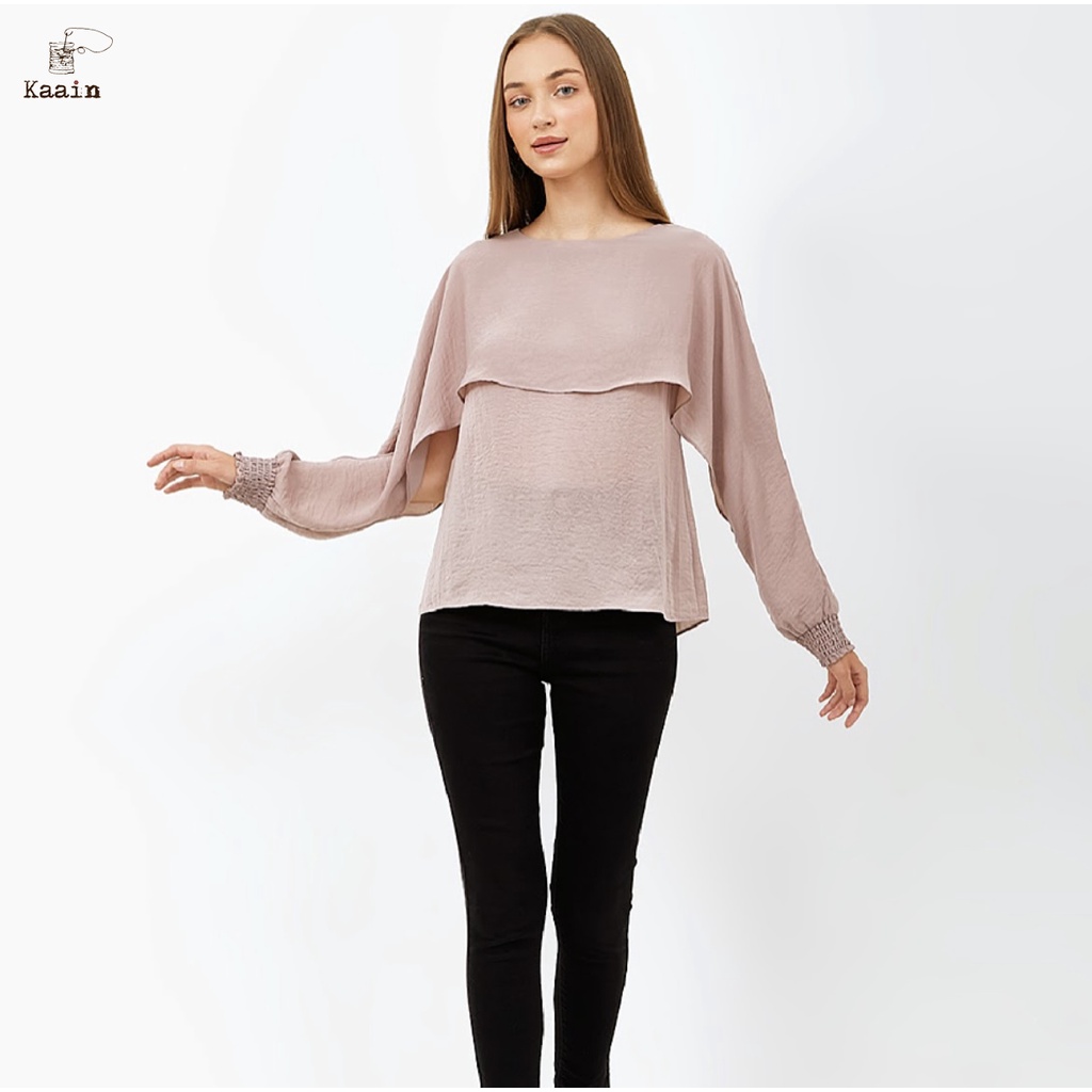 Double Layer Cape Top Long Sleeve Elastic Cuff