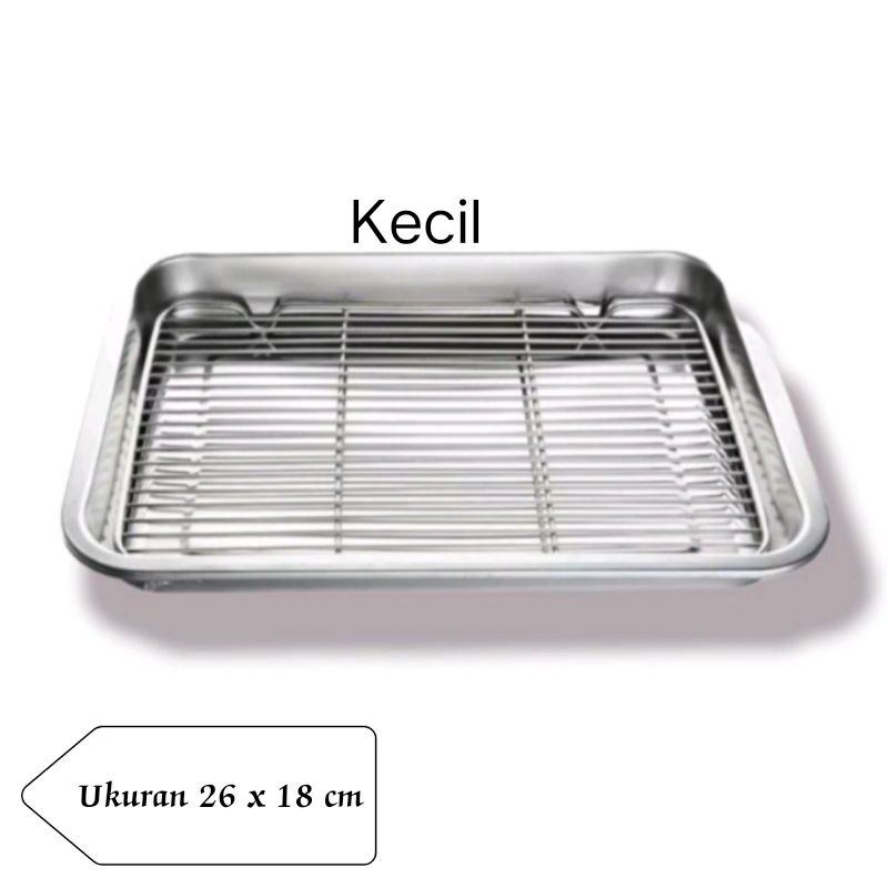 Rak Pendingin Kue Coolink rak Plus Nampan Wadah Peniris Minyak Makanan Gorengan Stainless Steel Ukuran 36x26cm Wadah peniris minyak Wadah makanan gorengan / Wadah Sayuran anti karat