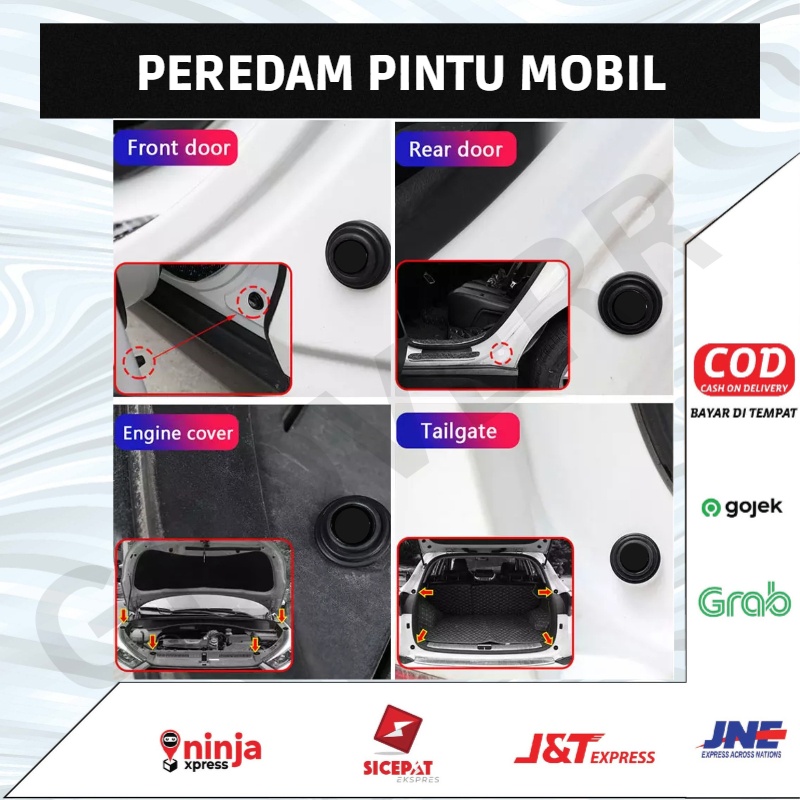 Gasket Karet Pad Silikon Bantalan Peredam Pelindung Penjaga Penyangga Penahan Getaran Guncangan Kejut Benturan Kedap Suara Banting Bantingan Pintu Bagasi Kap Mobil Car Door Shock Absorber Gasket