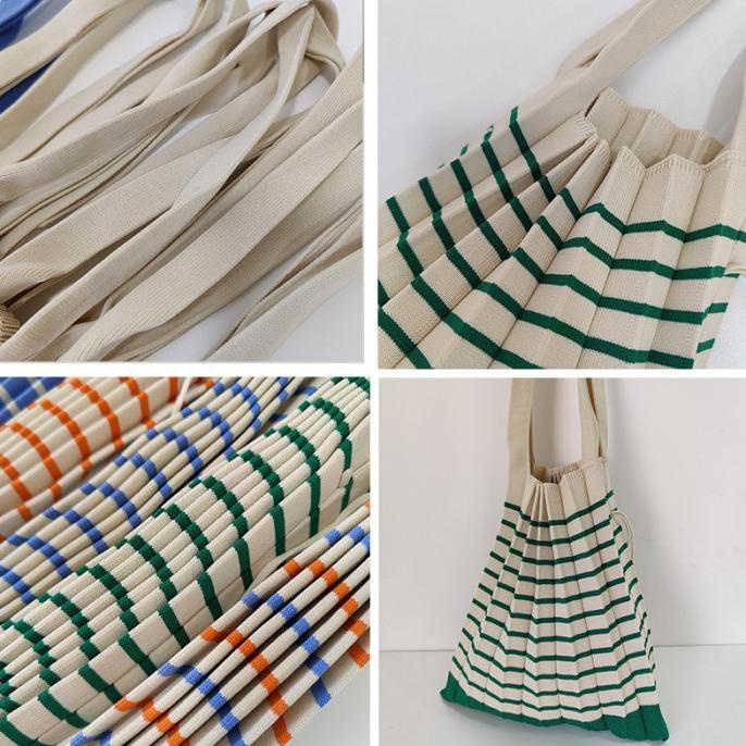 Pleats Stripe Korean Hand Bag / Pleated Totebag / Pleat tas korea