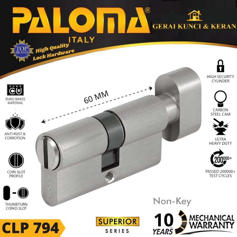 Kunci Pintu Knob Cylinder PALOMA CLP 794 SUPERIOR KC-NK 60MM - Non Key Kunci Kamar mandi