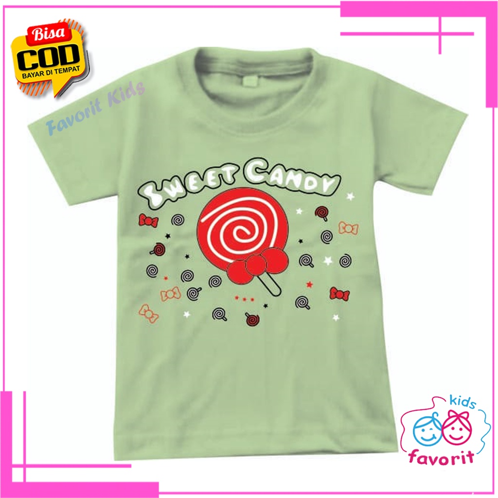 Baju kaos atasan sweet candy anak perempuan lengan pendek