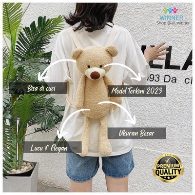 TAS BERUANG TEDDY BEAR RANSEL BULU LUCU IMUT GEMOY BONEKA TEDY BAG Plush fluffy fur Lucu Imut Gemoy Ransel Wanita Baru Boneka Mewah Ransel Kasual Karakter Beruang