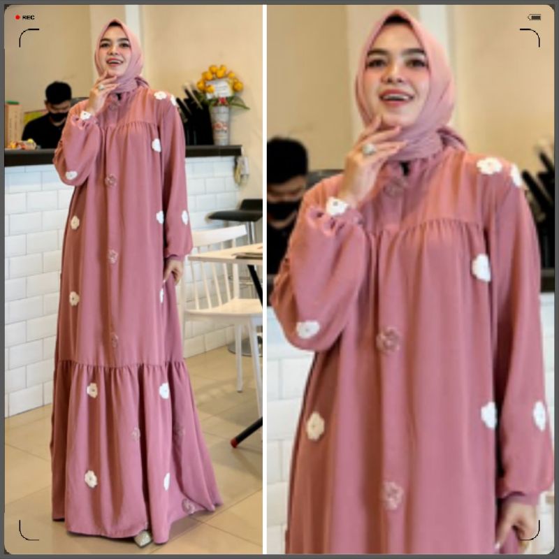 Falisha Dress Busui ORI By Hmf gamis polkadot dress motif polkadot