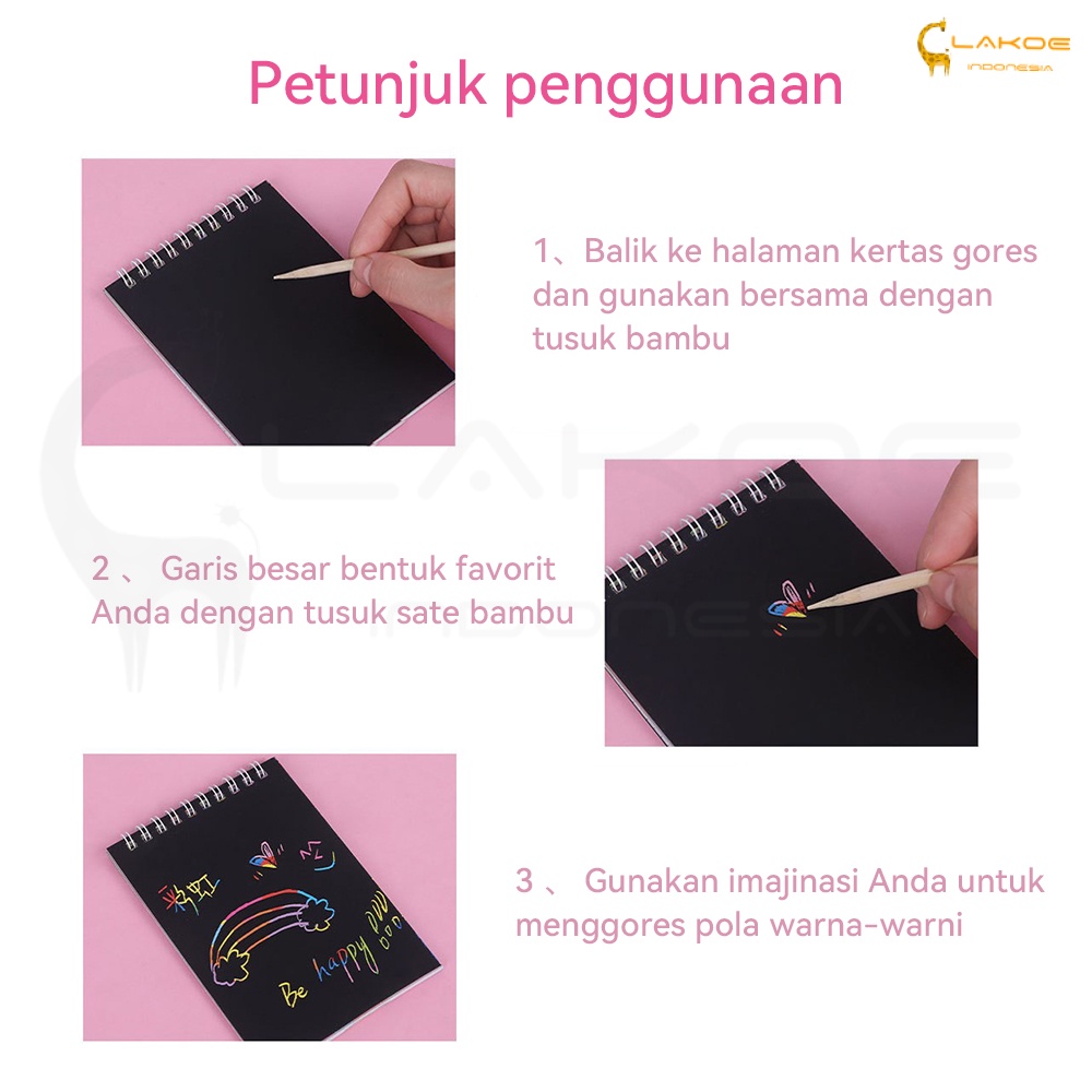 Colourful Scratch note kecil Buku Magic Warna