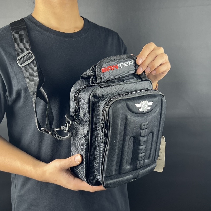 Tas Selempang Pria Merk SANTER Ukuran 9&quot; Bahan Poliester Slingbag Tas Pria