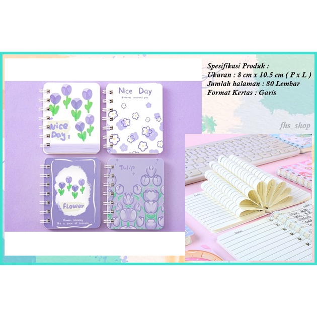 

Notebook Scrapbook A7 Notebook Mini Cute Notebook Lucu A7 Notebook Aesthetic Cute Purple Tulip A7