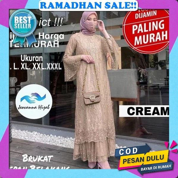 Gamis Kaftan Kekinian Jumbo Terbaru Bahan Ceruty Babydoll Shabira Kaftan Gamis Putih Mewah Gaun Pest