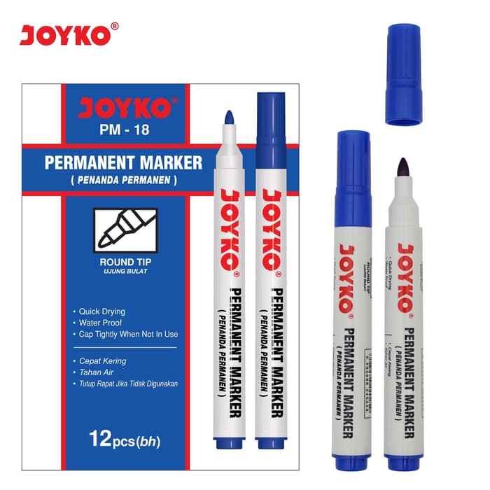 Permanent Marker / Spidol Permanen Papan Tulis Biru Joyko PM-18 PM18