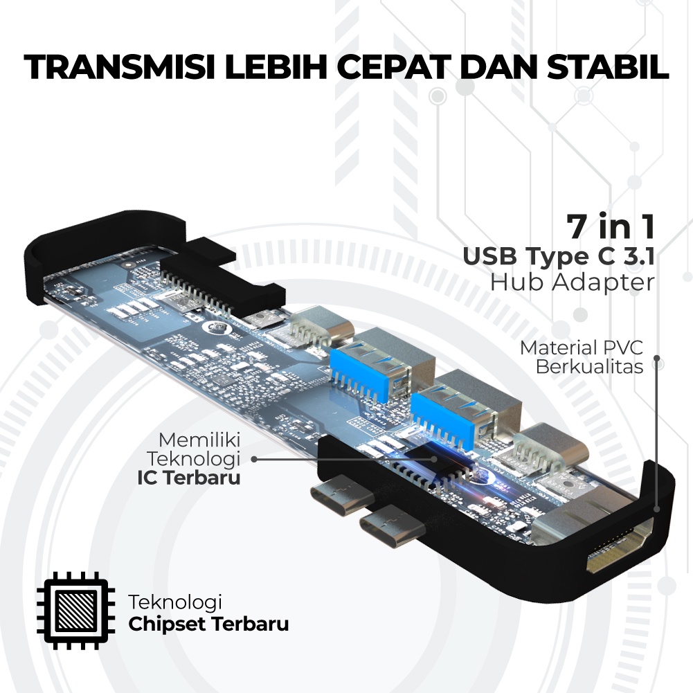 Converter Hub Adapter 7 in 1 Type C 3.1 to HDMI 4K USB PX UCH27