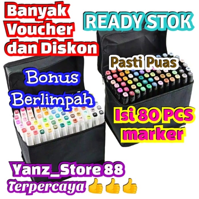 

Terlaris ✨ -Touchfive 80 colors Twin Marker Set / Brush Marker / Spidol Warna- 2.1.23