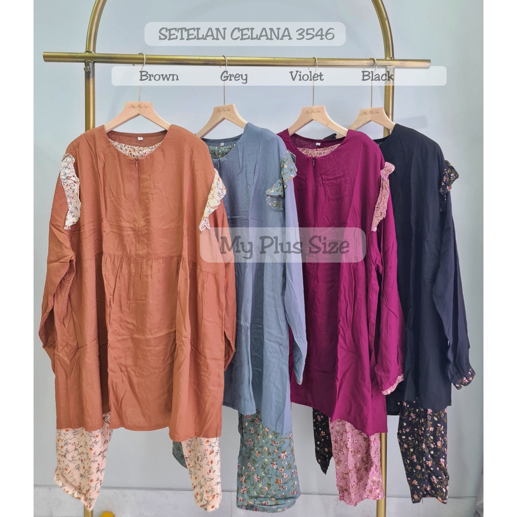 Setelan Celana Bunga Jumbo 3546, Ld 130 &amp; 145 cm